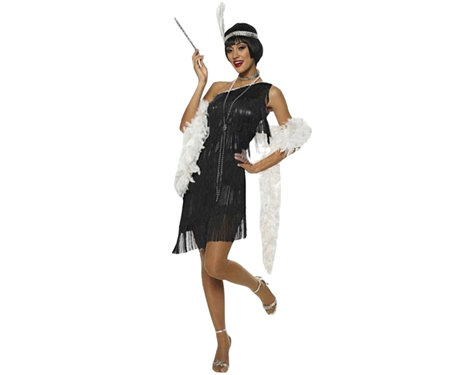 Costume Bay 1920s Roaring 20s One Shoulder-Black Charleston Gangster Flapper Gatsby Fancy Dress Costume Outfit