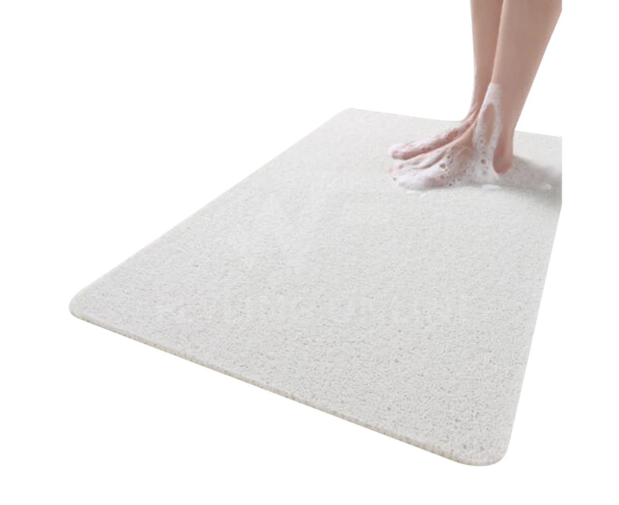 Anti-Slip Shower Loofah Bathroom Bath Mat Carpet Water Drains-White