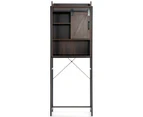 Over-The-Toilet Storage Cabinet Shelf 4-Tier Bathroom Organizer w/Sliding Door Brown