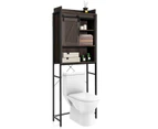 Over-The-Toilet Storage Cabinet Shelf 4-Tier Bathroom Organizer w/Sliding Door Brown