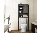 Over-The-Toilet Storage Cabinet Shelf 4-Tier Bathroom Organizer w/Sliding Door Brown