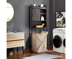 Over-The-Toilet Storage Cabinet Shelf 4-Tier Bathroom Organizer w/Sliding Door Brown