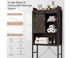 Over-The-Toilet Storage Cabinet Shelf 4-Tier Bathroom Organizer w/Sliding Door Brown