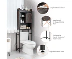 Over-The-Toilet Storage Cabinet Shelf 4-Tier Bathroom Organizer w/Sliding Door Brown