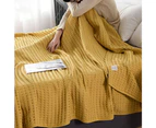 Cozy and Soft Waffle Weave 100% Cotton Blankets-Yellow