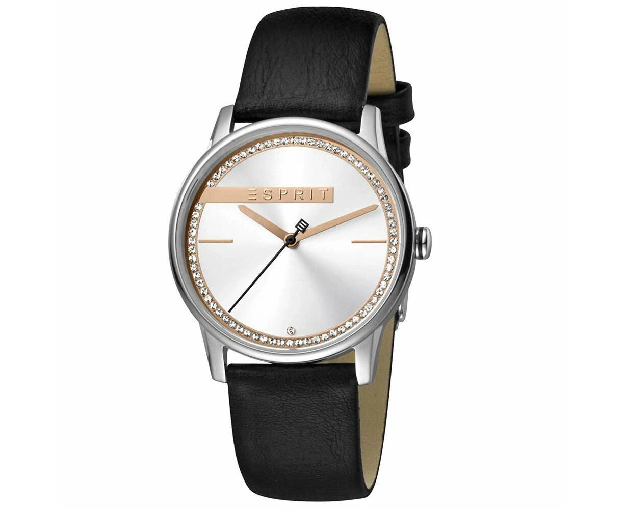 Esprit Ladies' Es1l082l0015 Leather Watch In Classic Black A Timeless Accessory For Fashion Forward Women