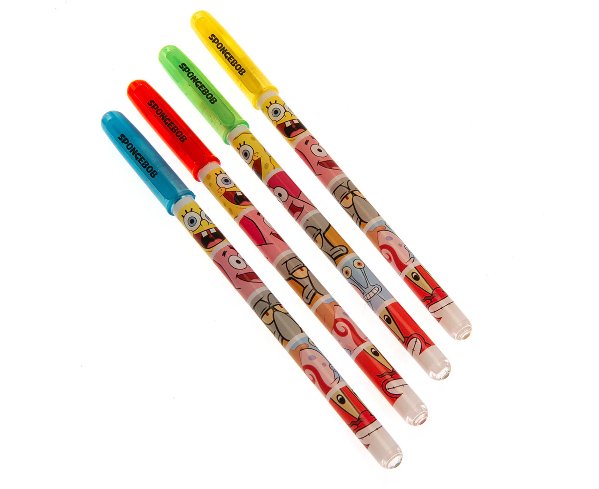 SpongeBob SquarePants Infographic Gel Pen Set (Pack of 4) (Multicoloured) - TA10798