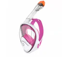 Biwiti Full Face Snorkel Mask Set Anti-fog Anti-leak Dry Breathing System Safe Diving Goggles -Pink