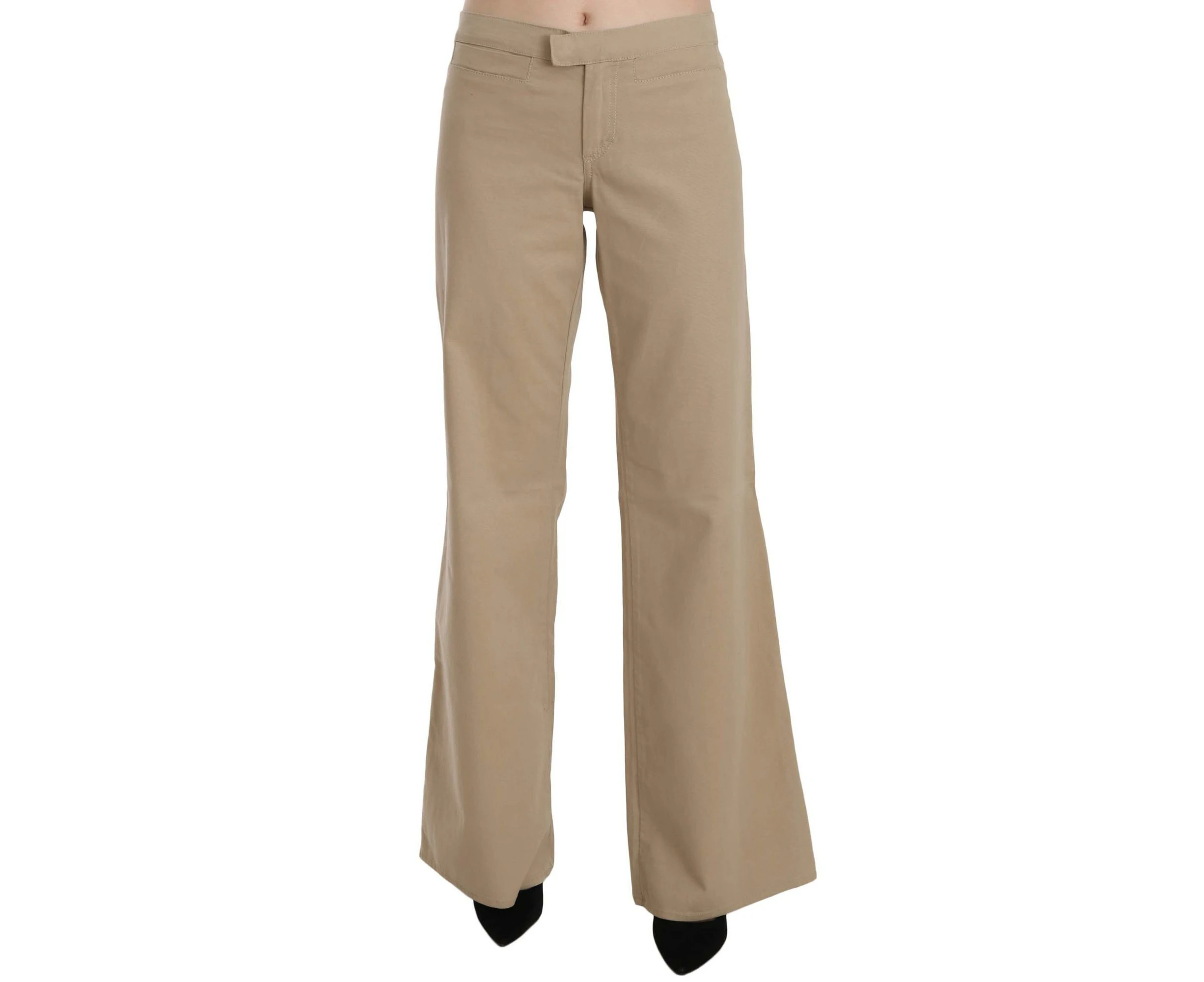 Just Cavalli Mid Waist Flared Trouser Pants - Beige