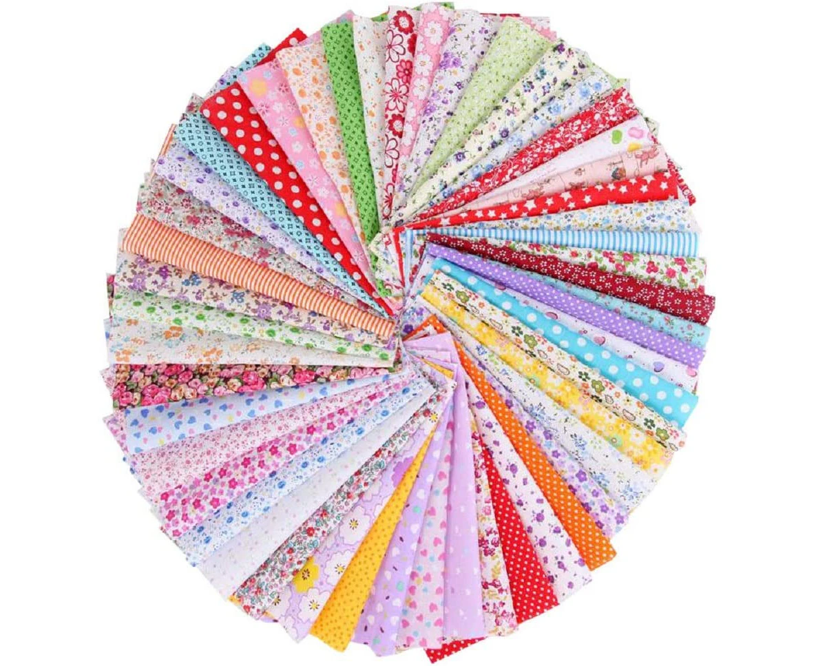 50 Pieces Cotton Fabric Fabric Packs Patchwork Cotton Cloth 25cmx25cm