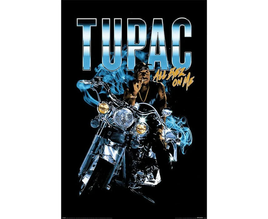 Tupac Shakur All Eyez Motorcycle Poster (Black/Blue) - PM3727