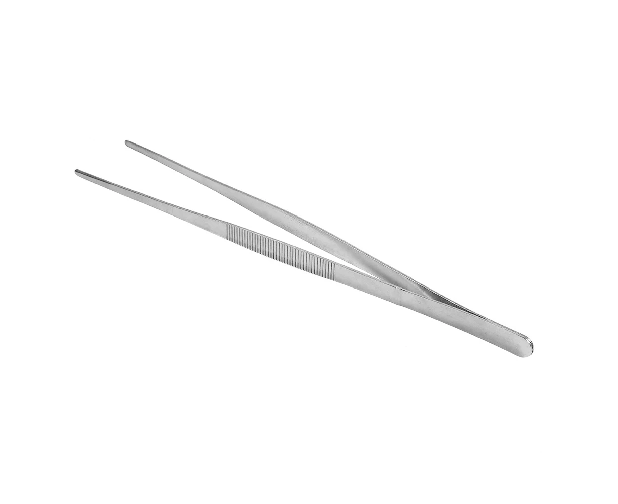 Stainless Steel Silver Long Food Tongs Straight Home Medical Tweezers Garden Kitchen Tool 30cm