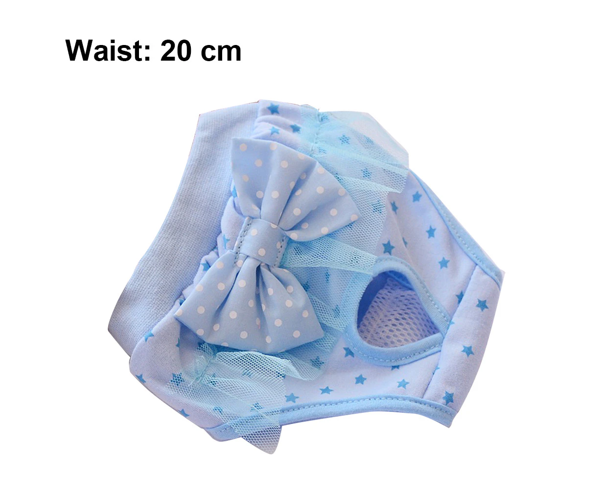 Pet Dog Soft Diapers Dog Diapers Puppies, With Tail Hole For Pets  Cute Bowknot Dog Physiological Pants-Blue-S