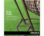 Arcadia Furniture 2 Seater Rocking Egg Chair Outdoor Wicker Rattan Patio Garden - Oatmeal and Grey