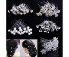 20x U-shaped Wedding Bridal Pearl Rose Flower Hair Pins Crystal Rhinestone Clips，03