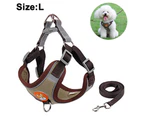 Pet Chest Harness Suede Cat and Dog Harness Reflective and Breathable Dog Rope Dog Leash*Brown*L**