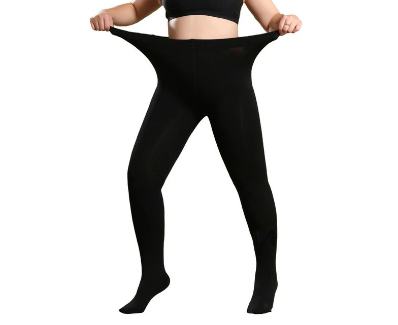 Women's 400g Plus Size Thermal Fleece Tights - Black