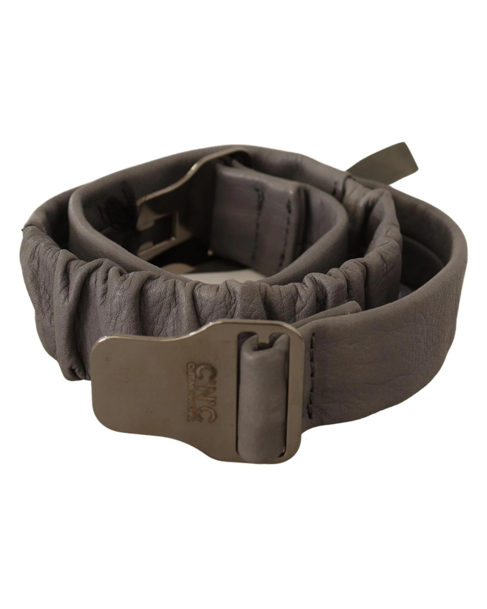 CNC Costume National Fashion Belt with Silver Tone Buckle - Gray