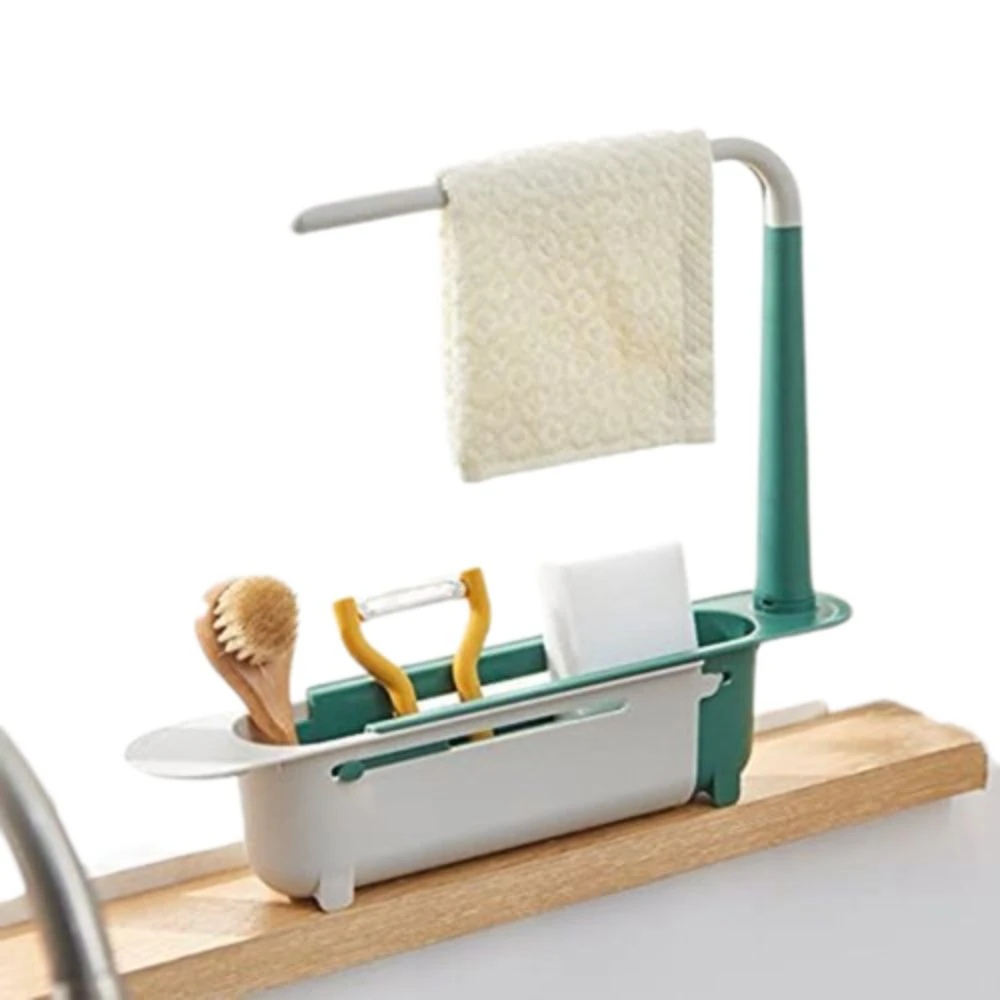 Telescopic Kitchen Sink Drain Rack - Green