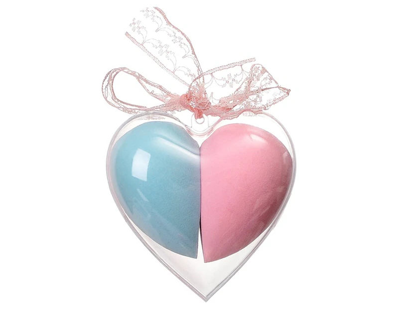 Heart Shaped Makeup Sponge Puff Wet and Dry Professional Makeup Tools(pink+blue)