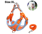 Pet Chest Harness Suede Cat and Dog Harness Reflective and Breathable Dog Rope Dog Leash-Orange-XL