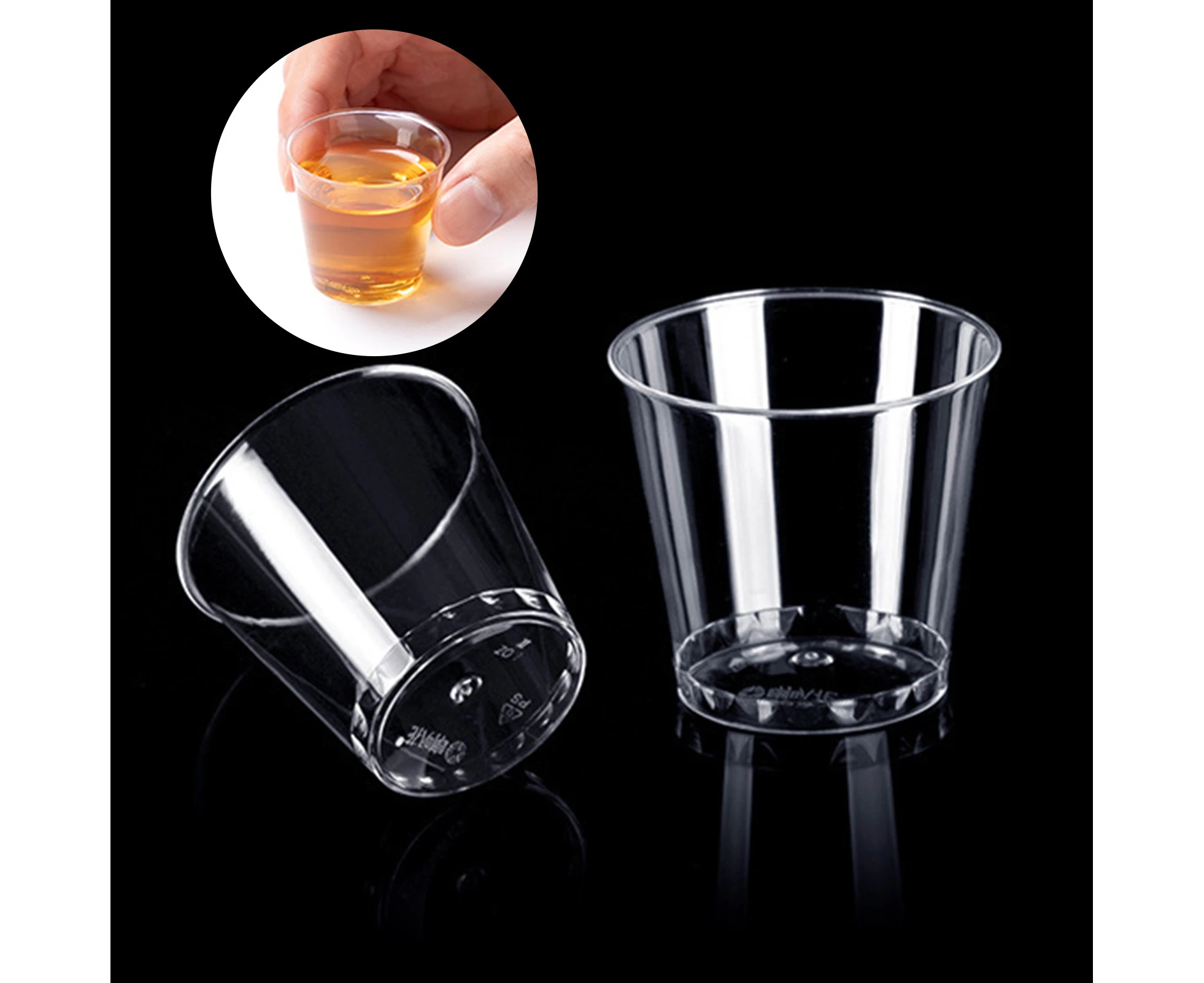 Minbaeg 50Pcs Disposable Cups Thicken No Deform PS Dessert Jelly Cups Kitchen Accessories-Clear