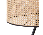 Amalfi Ballari Tripod Floor Lamp Rattan Shade Reading Light Standing Lamp For Living Room Bedroom - Black/Natural