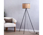 Amalfi Ballari Tripod Floor Lamp Rattan Shade Reading Light Standing Lamp For Living Room Bedroom - Black/Natural