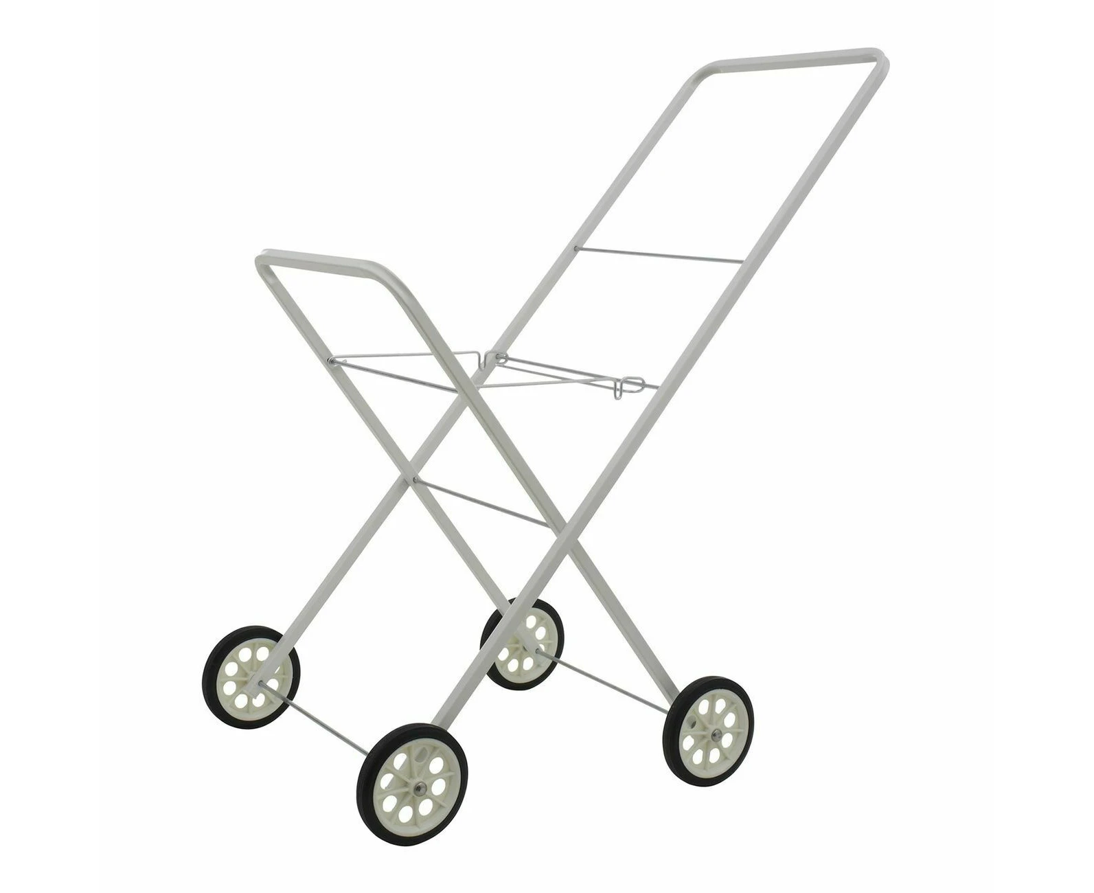 Folding Laundry Trolley Cart Clothing Collapsible White Steel