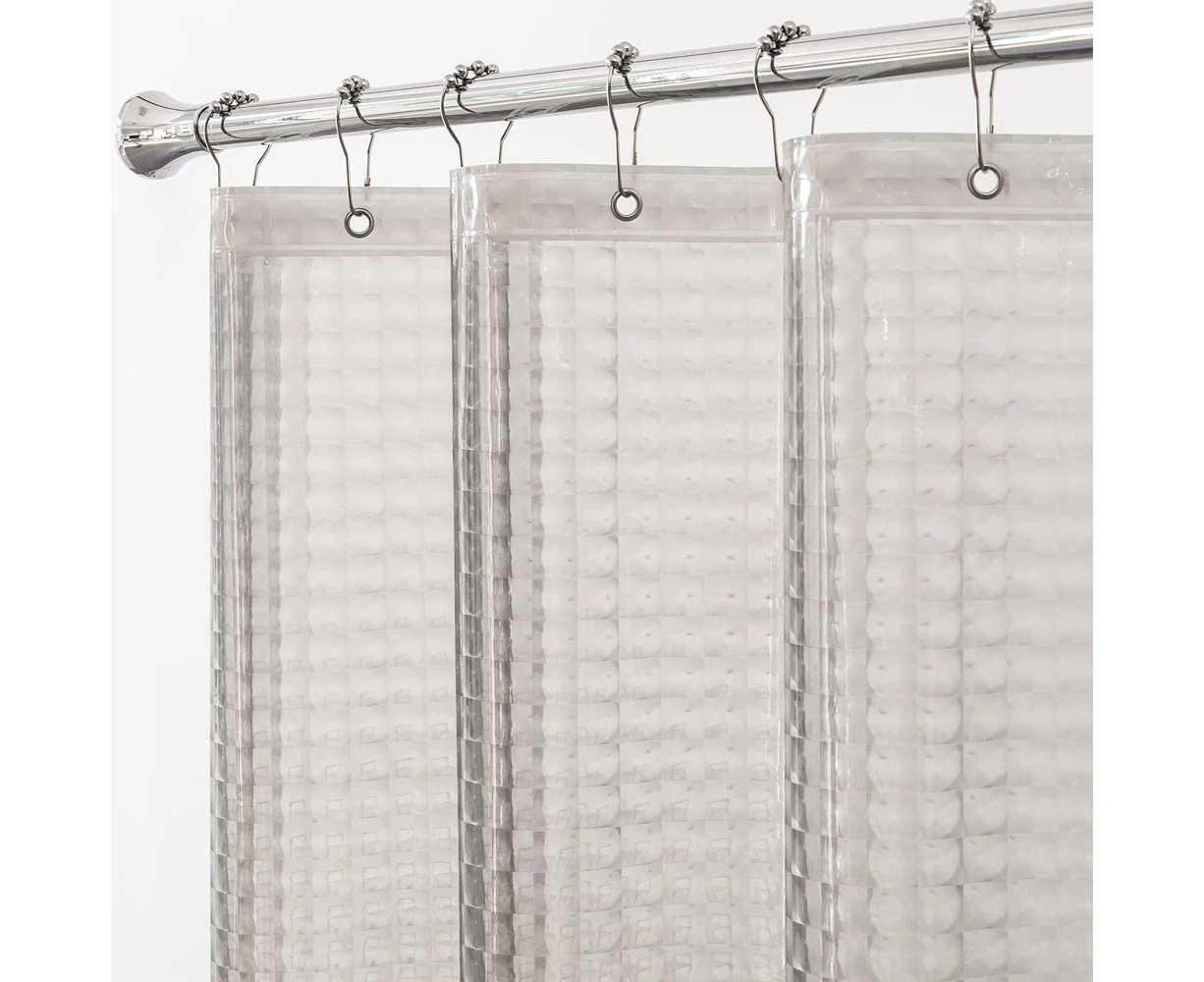 3D Eva Grey Shower Curtain Liners Sets for Bathroom with 12 Plastic Hooks,Heavy Duty Waterproof 72x72 inc