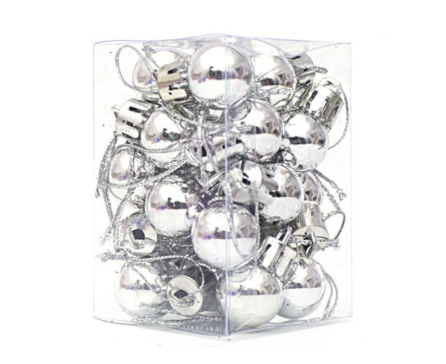 24pcs Christmas Balls Mini Christmas Ball Ornaments Shatterproof Baubles for Holiday Wedding Party Decoration Christmas Ornaments, 2cm silvery