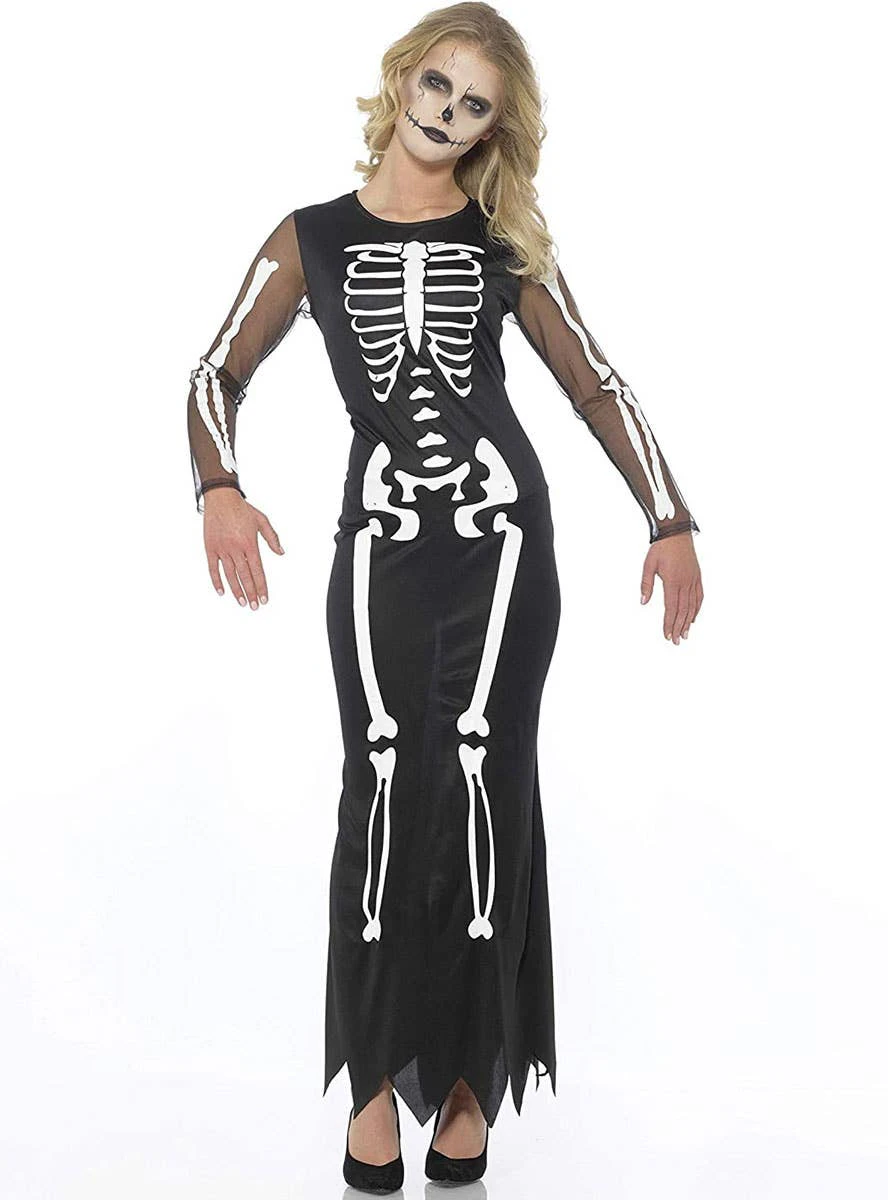 Long Womens Skeleton Print Halloween Costume Womens