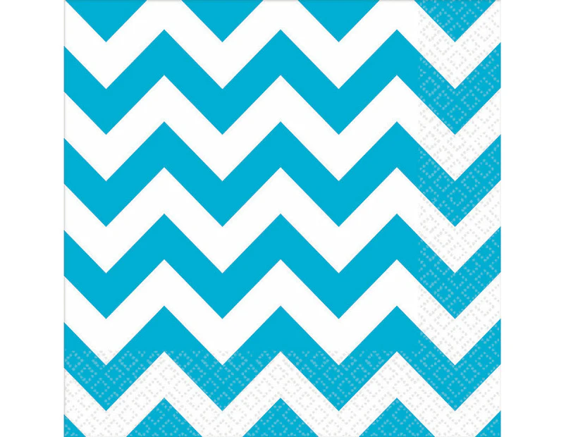 Caribbean Blue Chevron Lunch Napkins Pack of 16