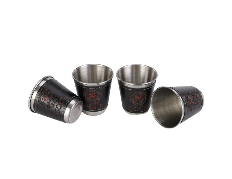 4pcs Camping Cup Non Slip Stainless Steel Drinking Wine Mug
