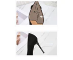 Women Stiletto High Heel Pointed Toe Slip-on Pumps Dress Heels-black