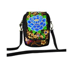 Ethnic Handmade Embroidery Flower Crossbody Bag Purse Travel Shoulder Bags Phone Pouch with Floral Design for Women-shape-blue peony