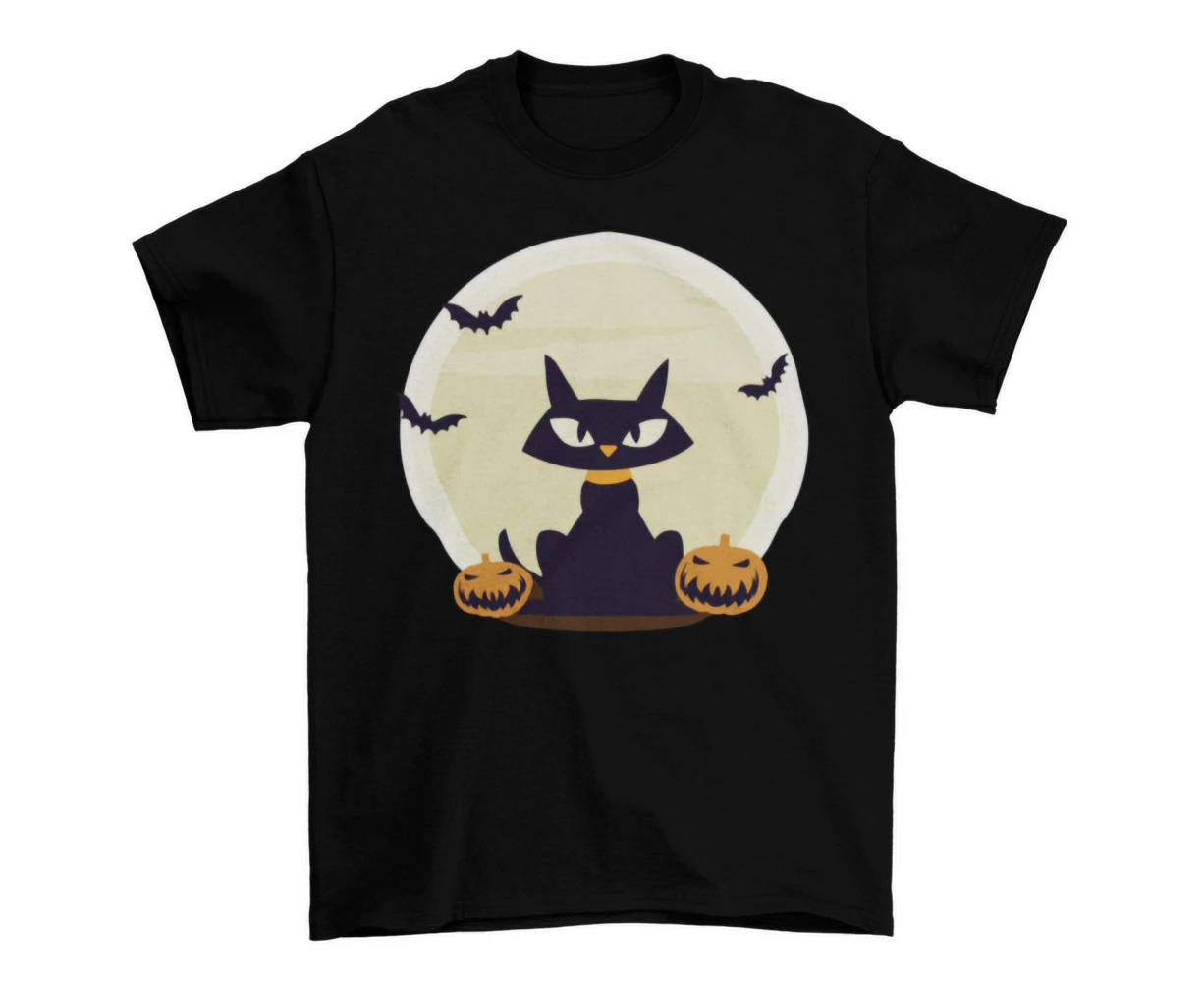 Black Cat Halloween Tee Shirt for Women and Men T-Shirt - Clear