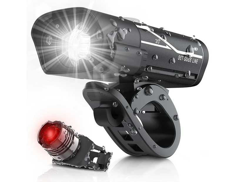Usb Rechargeable Bike Light Set - 1000 Lumens Smart Bike Headlight And Tail Light - Super Bright Bike Light Front And Back
