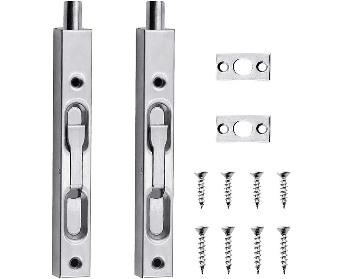 Mortise Lock Door Latch 6 Inch Sliding Latch Lever Handle Concealed Door Latch with Screws Fits Windows Doors and Wooden Cabinets 2 Pieces