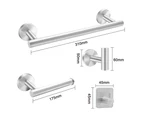 Bathroom Hardware Set 5-Piece Stainless Steel Bath Accessories Kit Lengthen Hand Towel Bar+Toilet Paper Holder+3 Robe Towel Hooks