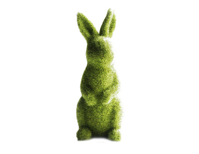Resin Flocking Bunny Ornaments Spring Easter Decoration Micro Landscape Statue - Standing posture
