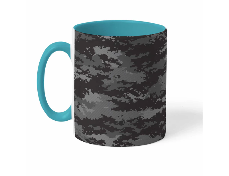Stubbyz Digital Pixel Black Camo Ceramic Mug - 11oz - Blue