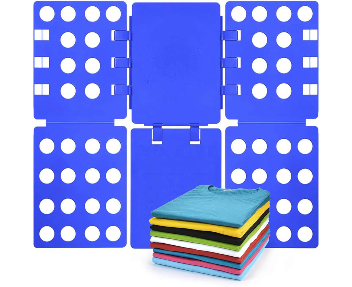 Shirt Folder Clothes Folding Board Laundry Room T Shirt Adjustable PP Plastic Folding Board Easy to Fold Clothes-Blue