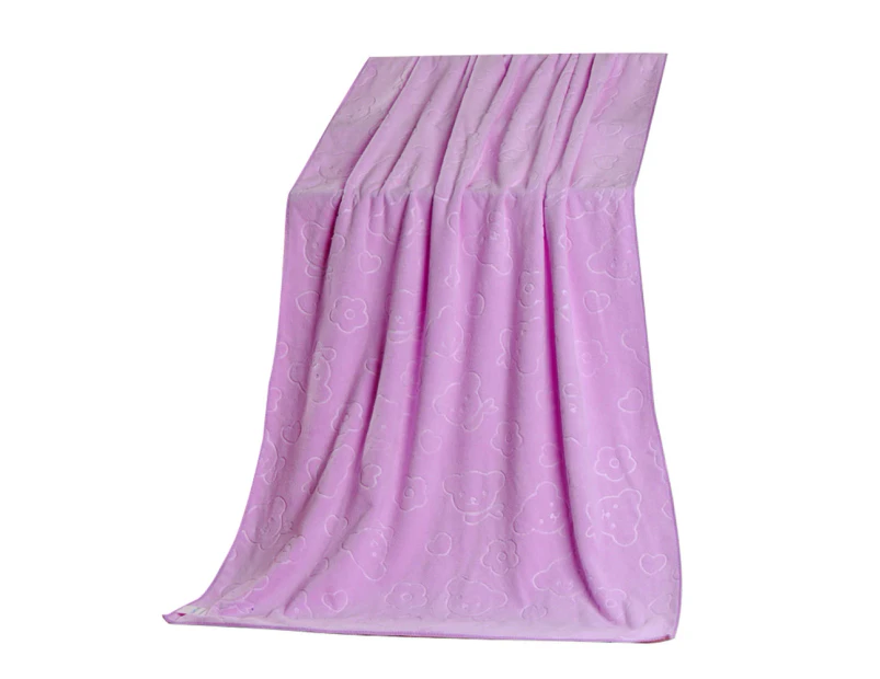 puluofuh 70x140cm Microfiber Bear Soft Water Absorbent Shower Bath Beach Towel Blanket-Light Purple