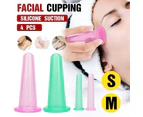 4Pcs/Set Cup Lifting Massage Silicone Cupping Vacuum Suction Facial Cupping - Green