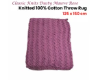 Classic Knits Rose Knitted 100% Cotton Throw Rug 125 x 150cm