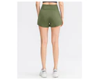 Women's Quick Dry 2 in 1 Tennis Shorts Stretchy Yoga Shorts Breathalbe Sports Workout Running Shorts - Army Green