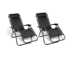 2 X Zero Gravity Recliner Reclining Lounge Folding Outdoor Camping Chairs