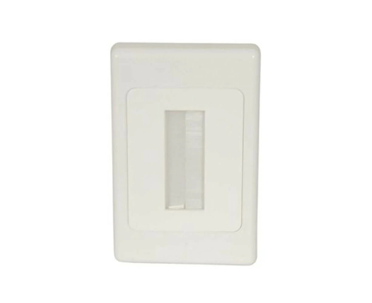 Jaycar Brush Cable Entry Wall Plate (White) - Front