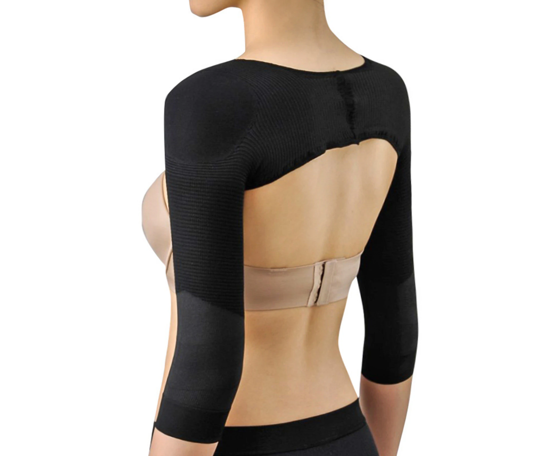 Women Corset Body Shaping Anti-hunchback Arms Compression Chest Push Up Top Black